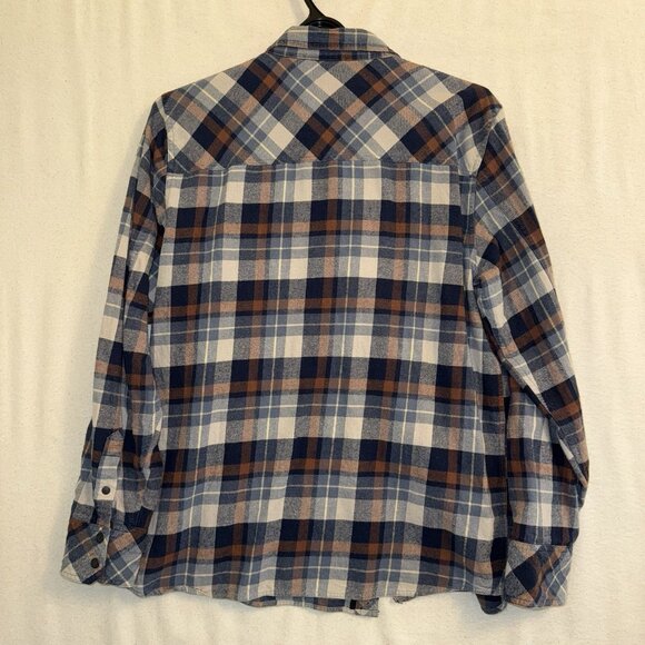 HIPPY TREE - Surf&Stone Flannel Long Sleeve Shirt, Blue Check, Mens Large Button - Picture 7 of 9